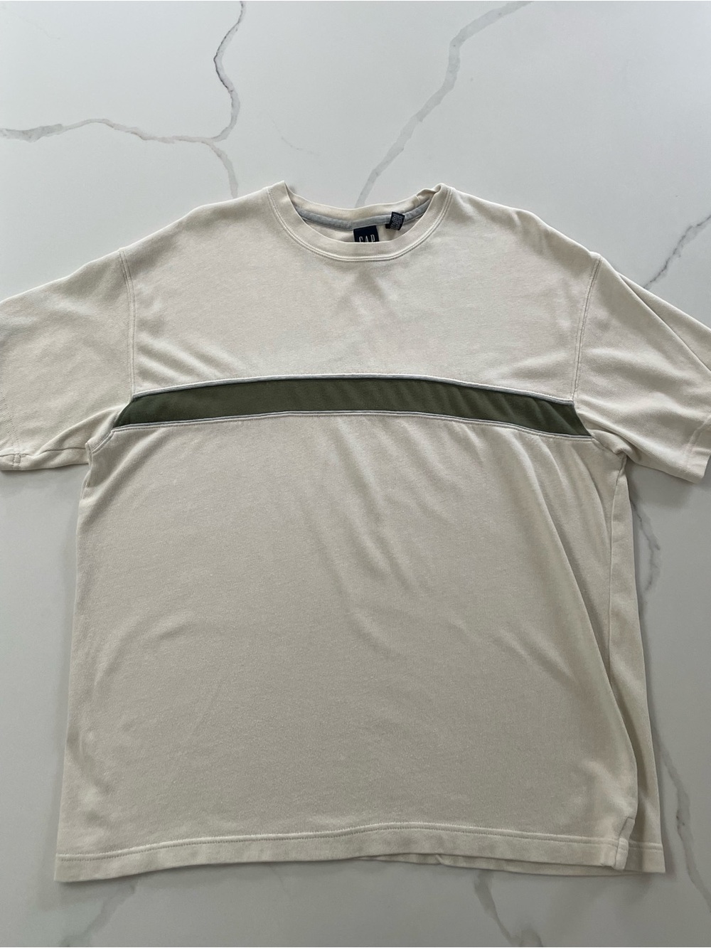 Vintage GAP 90s/Y2K Center Block Stripe Heavyweight Cotton Crewneck T-Shirt